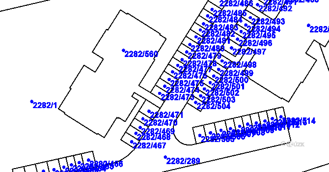 Parcela st. 2282/474 v KÚ Hořovice, Katastrální mapa