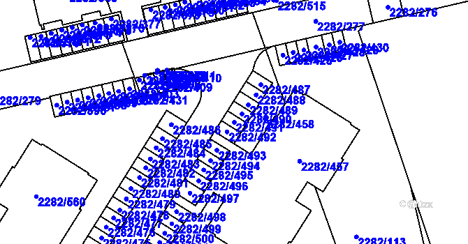 Parcela st. 2282/491 v KÚ Hořovice, Katastrální mapa