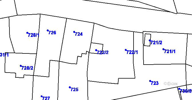 Parcela st. 722/2 v KÚ Hořovice, Katastrální mapa