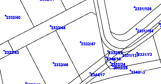 Parcela st. 2332/47 v KÚ Hořovice, Katastrální mapa