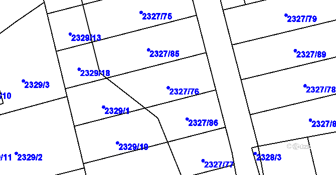 Parcela st. 2327/76 v KÚ Hořovice, Katastrální mapa