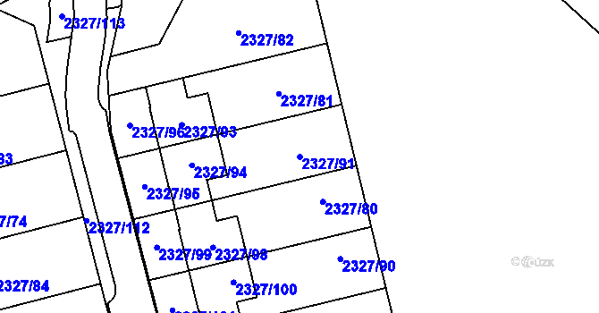 Parcela st. 2327/91 v KÚ Hořovice, Katastrální mapa