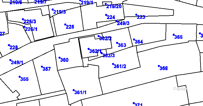 Parcela st. 362/3 v KÚ Hořovice, Katastrální mapa