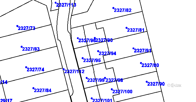 Parcela st. 2327/94 v KÚ Hořovice, Katastrální mapa