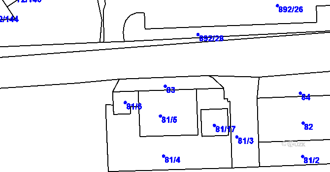 Parcela st. 83 v KÚ Velká Víska, Katastrální mapa