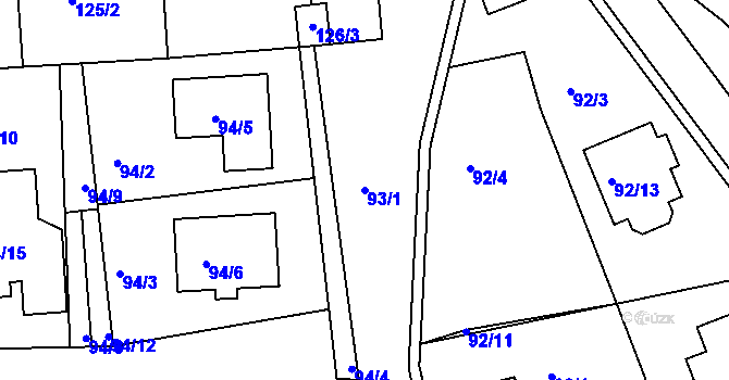 Parcela st. 93/1 v KÚ Velká Víska, Katastrální mapa