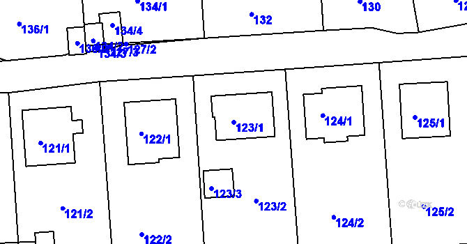 Parcela st. 123/1 v KÚ Velká Víska, Katastrální mapa