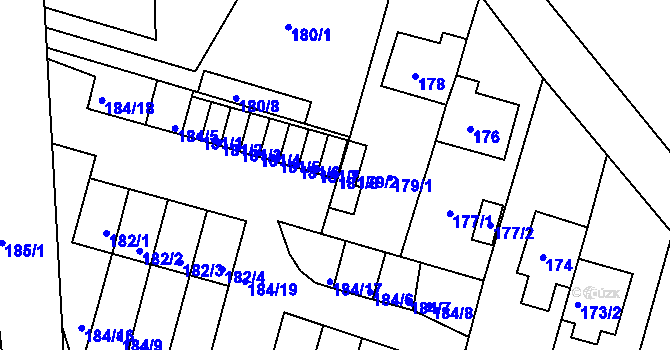 Parcela st. 181/8 v KÚ Velká Víska, Katastrální mapa