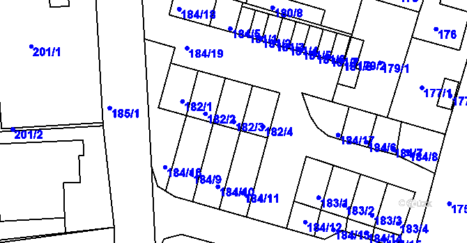 Parcela st. 182/3 v KÚ Velká Víska, Katastrální mapa