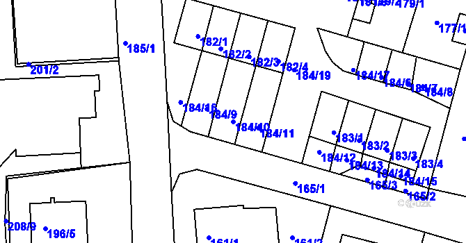 Parcela st. 184/10 v KÚ Velká Víska, Katastrální mapa