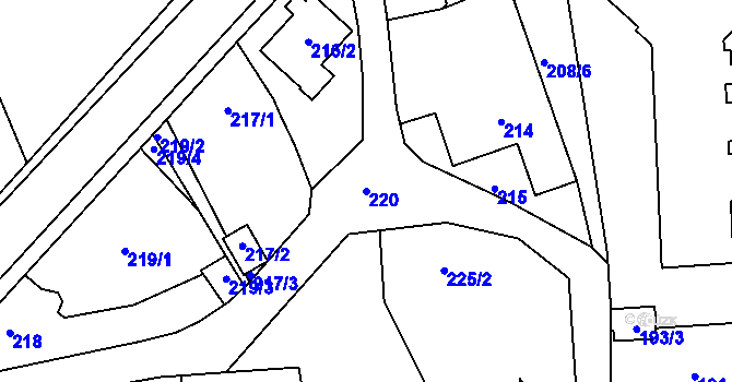 Parcela st. 220 v KÚ Velká Víska, Katastrální mapa