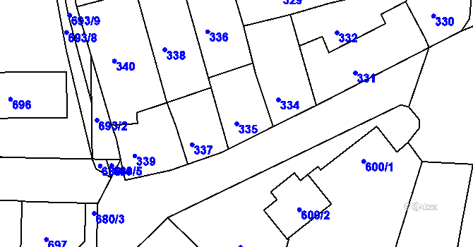 Parcela st. 335 v KÚ Velká Víska, Katastrální mapa