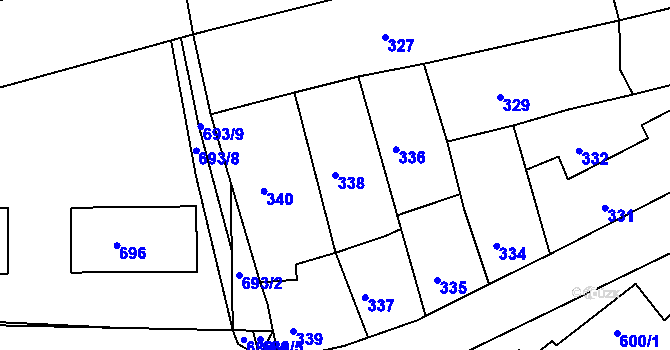 Parcela st. 338 v KÚ Velká Víska, Katastrální mapa
