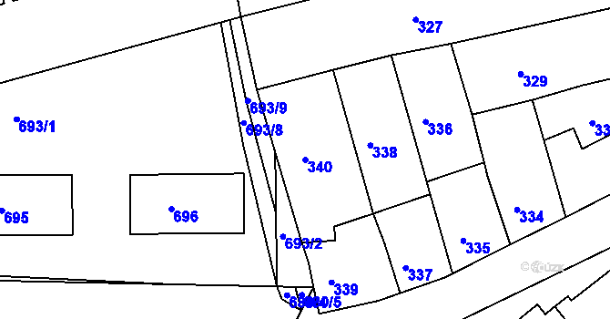 Parcela st. 340 v KÚ Velká Víska, Katastrální mapa