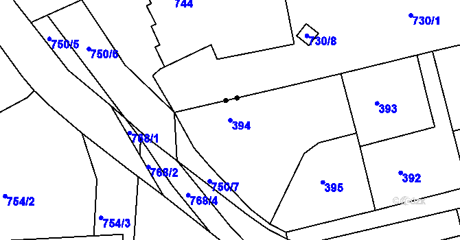 Parcela st. 394 v KÚ Velká Víska, Katastrální mapa