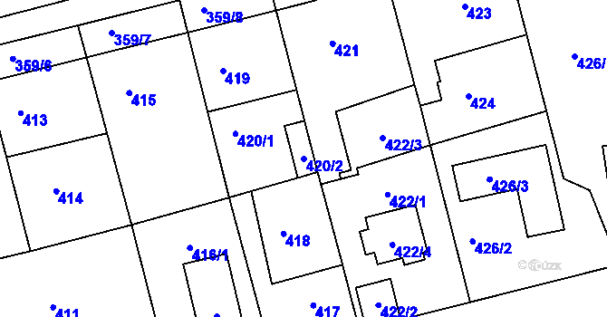 Parcela st. 420/2 v KÚ Velká Víska, Katastrální mapa