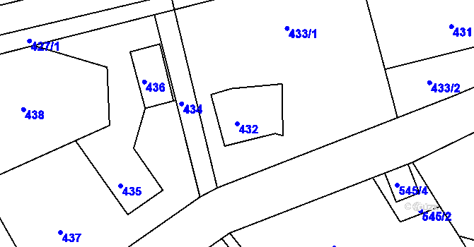 Parcela st. 432 v KÚ Velká Víska, Katastrální mapa