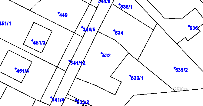 Parcela st. 532 v KÚ Velká Víska, Katastrální mapa