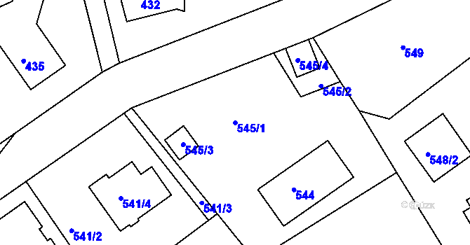 Parcela st. 545/1 v KÚ Velká Víska, Katastrální mapa
