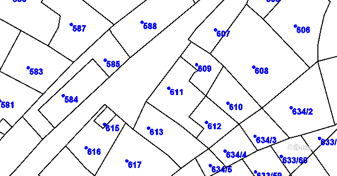 Parcela st. 611 v KÚ Velká Víska, Katastrální mapa