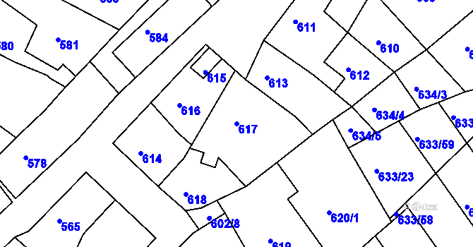 Parcela st. 617 v KÚ Velká Víska, Katastrální mapa