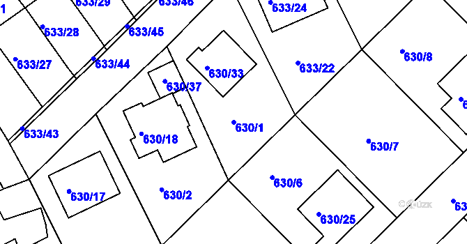 Parcela st. 630/1 v KÚ Velká Víska, Katastrální mapa