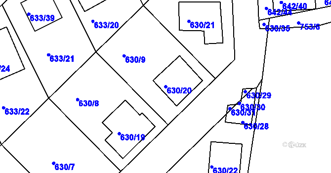 Parcela st. 630/20 v KÚ Velká Víska, Katastrální mapa