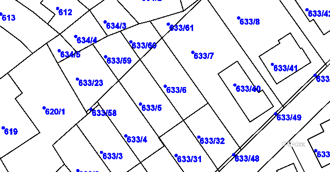 Parcela st. 633/6 v KÚ Velká Víska, Katastrální mapa