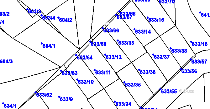 Parcela st. 633/12 v KÚ Velká Víska, Katastrální mapa