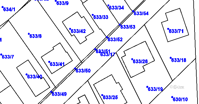Parcela st. 633/17 v KÚ Velká Víska, Katastrální mapa