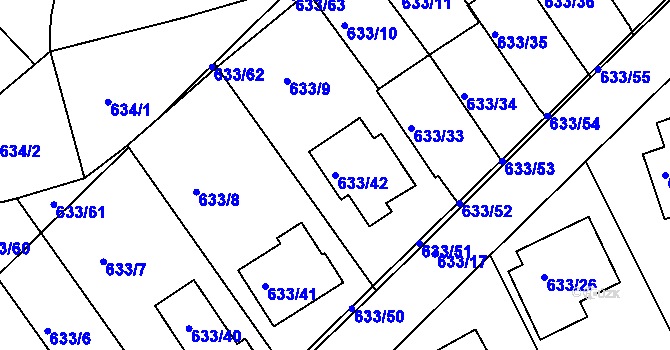 Parcela st. 633/42 v KÚ Velká Víska, Katastrální mapa