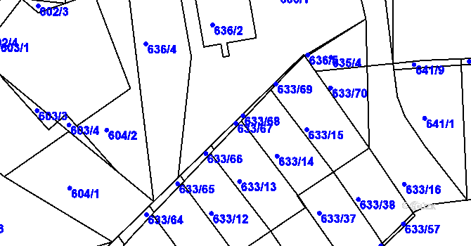 Parcela st. 633/67 v KÚ Velká Víska, Katastrální mapa