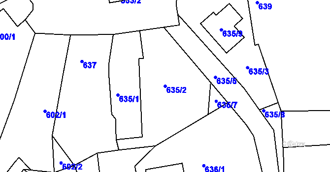 Parcela st. 635/2 v KÚ Velká Víska, Katastrální mapa