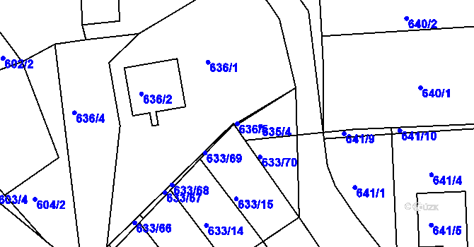 Parcela st. 636/5 v KÚ Velká Víska, Katastrální mapa