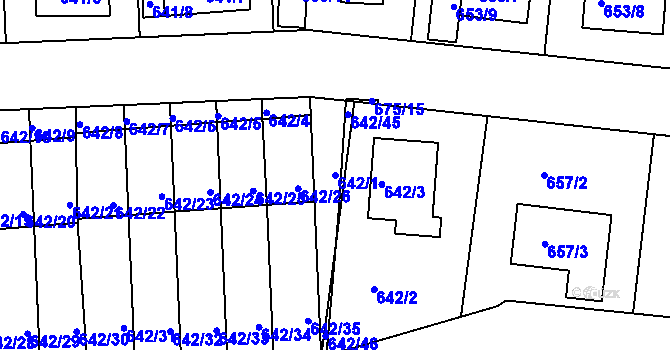 Parcela st. 642/1 v KÚ Velká Víska, Katastrální mapa