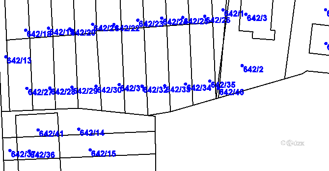 Parcela st. 642/33 v KÚ Velká Víska, Katastrální mapa