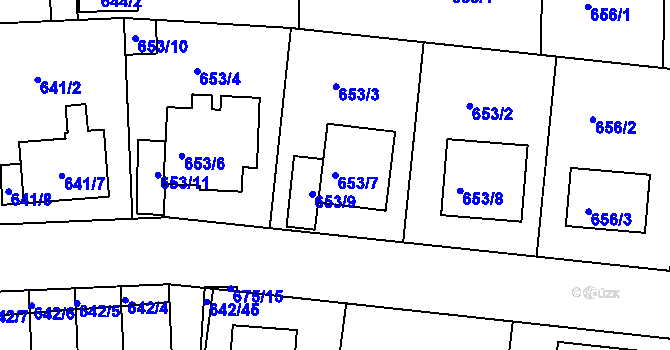 Parcela st. 653/7 v KÚ Velká Víska, Katastrální mapa