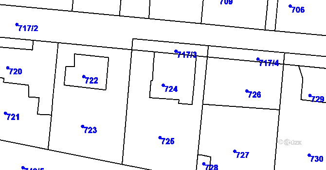 Parcela st. 724 v KÚ Velká Víska, Katastrální mapa
