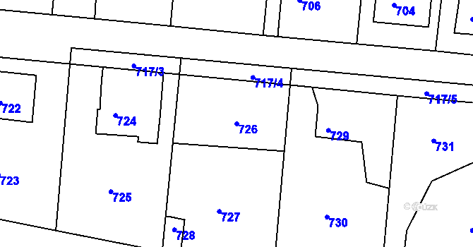 Parcela st. 726 v KÚ Velká Víska, Katastrální mapa