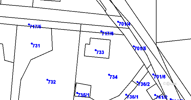 Parcela st. 733 v KÚ Velká Víska, Katastrální mapa