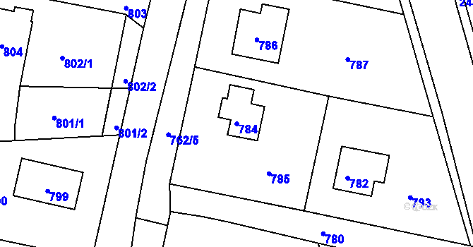 Parcela st. 784 v KÚ Velká Víska, Katastrální mapa