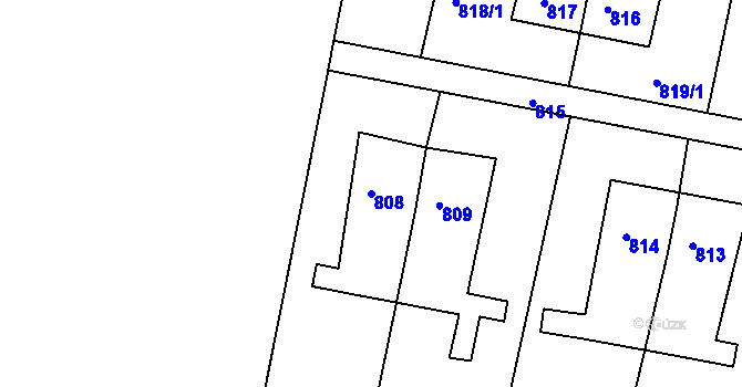 Parcela st. 808 v KÚ Velká Víska, Katastrální mapa