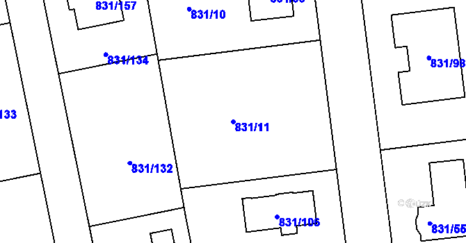Parcela st. 831/11 v KÚ Velká Víska, Katastrální mapa