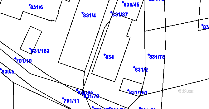 Parcela st. 834 v KÚ Velká Víska, Katastrální mapa