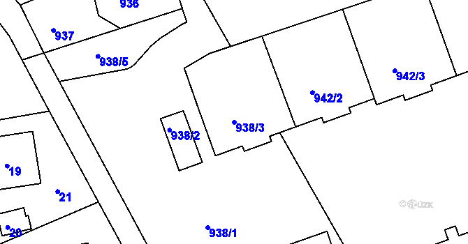 Parcela st. 938/3 v KÚ Velká Víska, Katastrální mapa