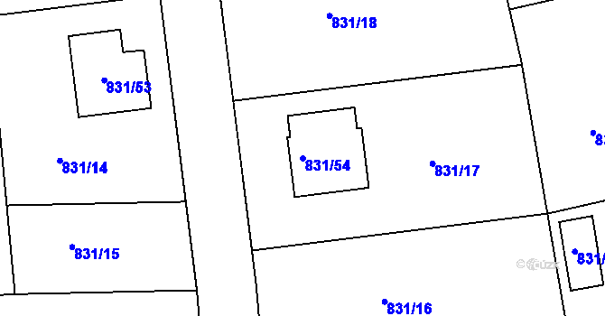 Parcela st. 831/54 v KÚ Velká Víska, Katastrální mapa