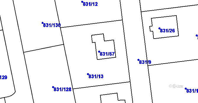 Parcela st. 831/57 v KÚ Velká Víska, Katastrální mapa