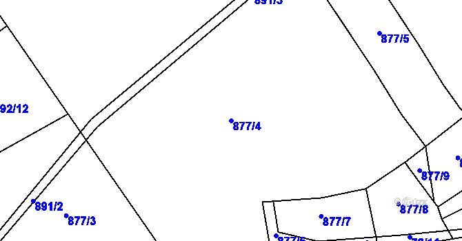 Parcela st. 877/4 v KÚ Velká Víska, Katastrální mapa