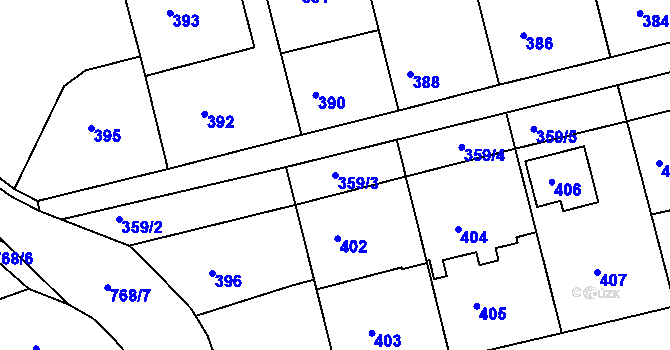 Parcela st. 359/3 v KÚ Velká Víska, Katastrální mapa