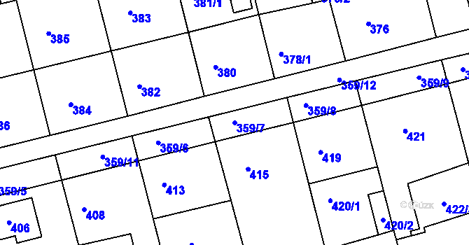 Parcela st. 359/7 v KÚ Velká Víska, Katastrální mapa